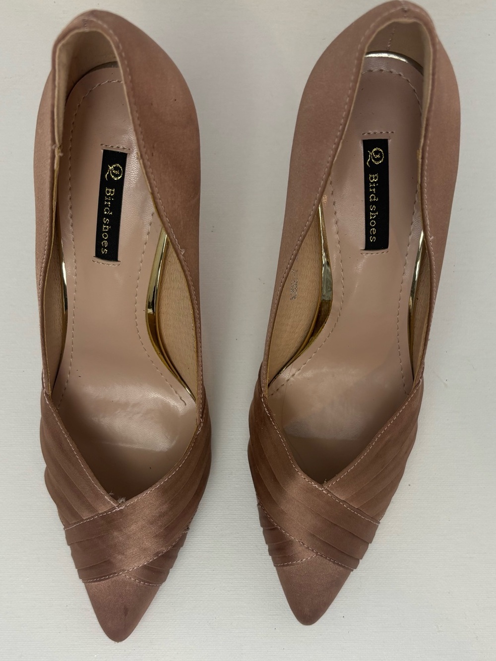 Bird Shoes Blush Satin Pointed Toe Stiletto Pumps Size US 7 - 7.5